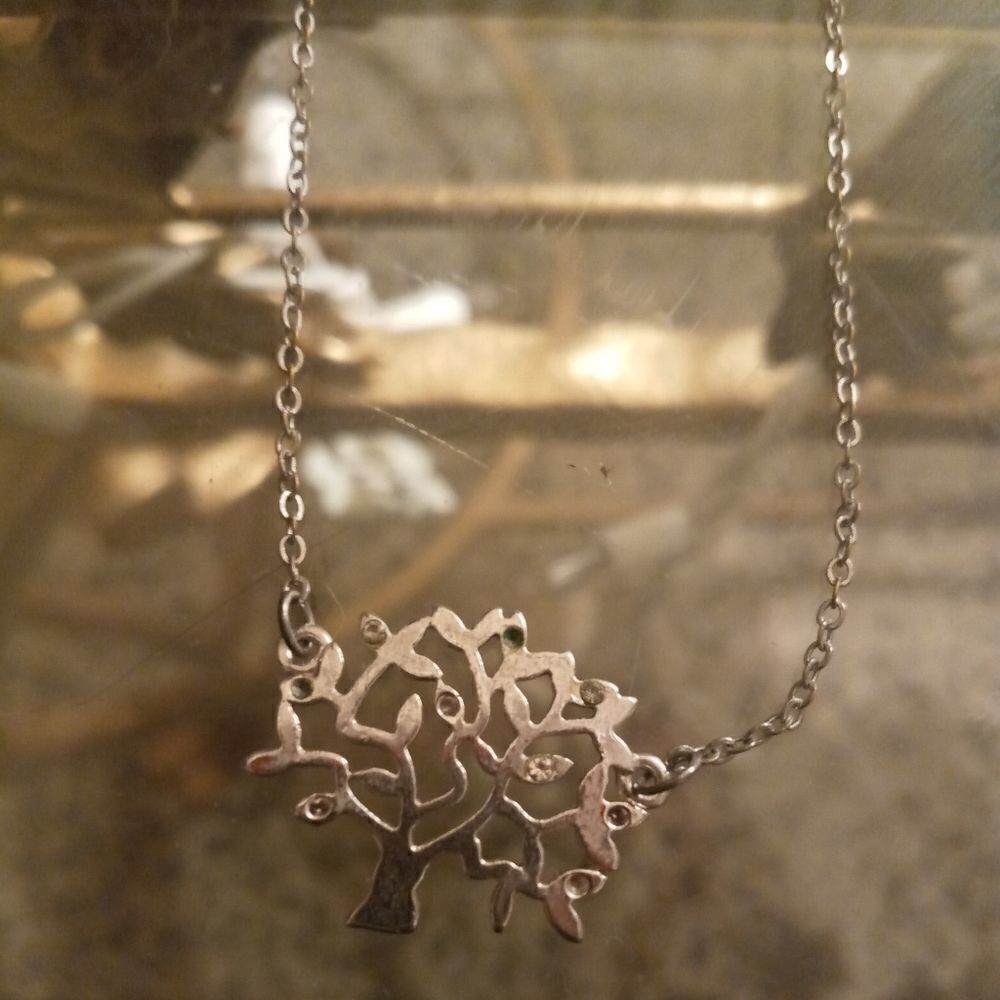 Silver diamond tree necklace  